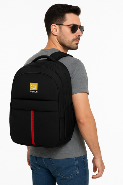 Adnani ABF Backpack with Red Stripe Accent, Black